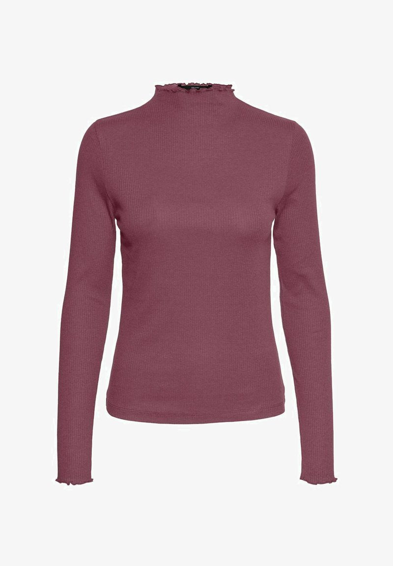 Vero Moda VMVIO L S HIGH NECK GA NOOS - Langarmshirt - Rose Brown