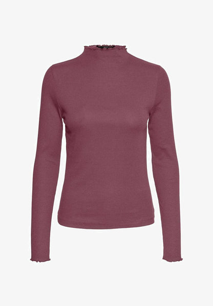 Vero Moda VMVIO L S HIGH NECK GA NOOS - Langarmshirt - Rose Brown