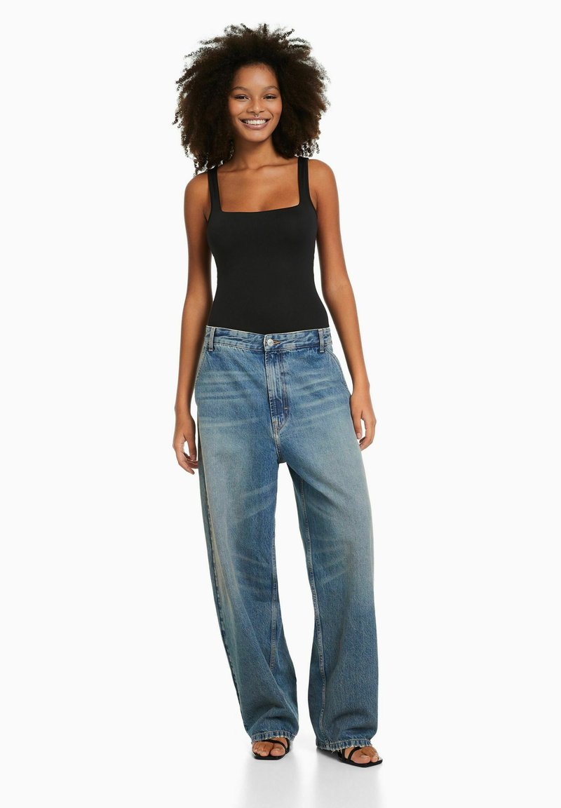 BERSHKA MONOCHROME STRAPPY - Top - Black