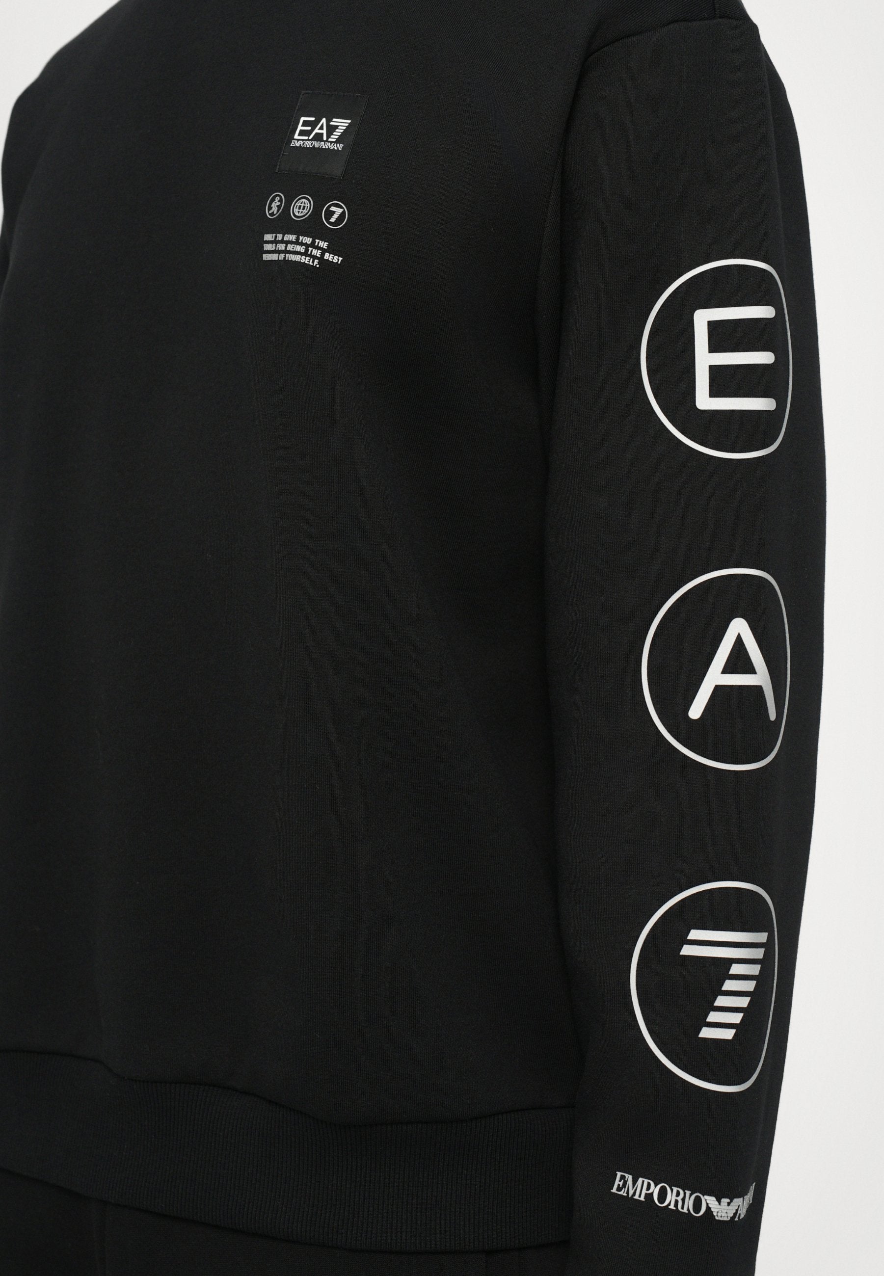 EA7 Emporio Armani TRAIN LOGO UNISEX - Sweatshirt - Black/silver-coloured
