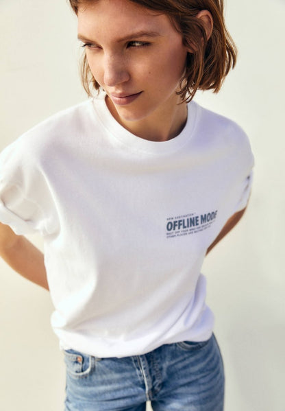 PULL & BEAR SHORT SLEEVE WITH CITIES - T-Shirt Print - White