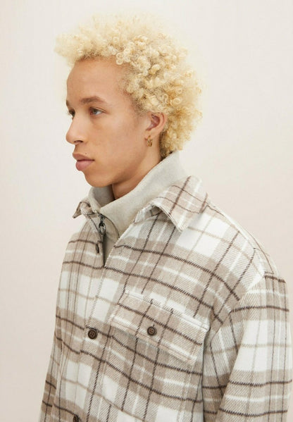 TOM TAILOR Denim Kurzmantel - Off White Beige Big Cosy Check
