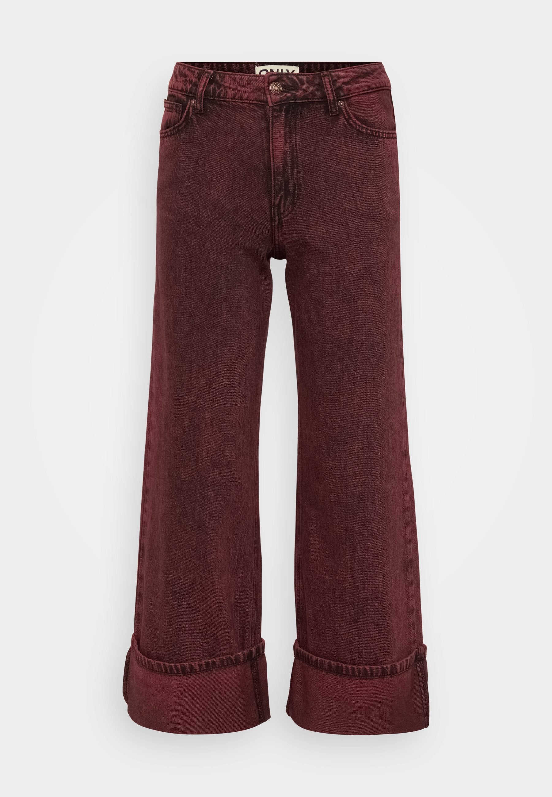 ONLY Petite ONLMADISON SOPH FOLD UP - Wide Leg - Cabernet
