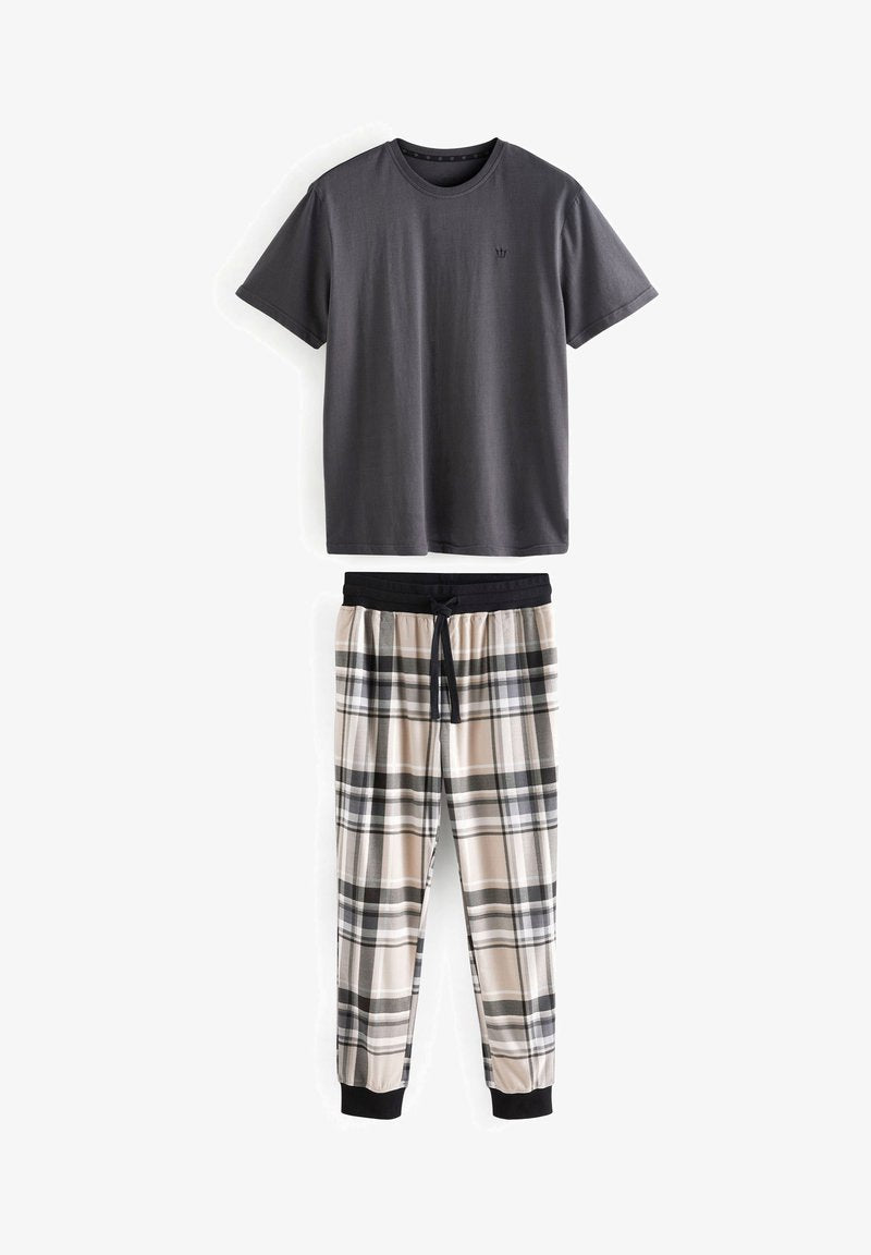 Next MOTION FLEX COSY CUFFED SET - Nachtwäsche Set - Red Navy Blue Check Short Sleeve