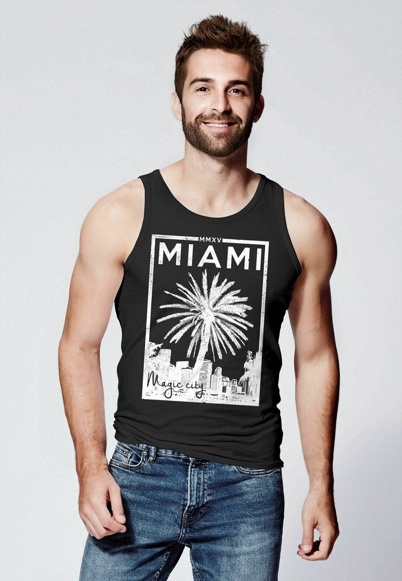  TANK MIAMI BEACH PALMEN SKYLINE NEVERLESS - Top - Schwarz