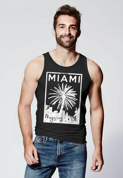  TANK MIAMI BEACH PALMEN SKYLINE NEVERLESS - Top - Schwarz