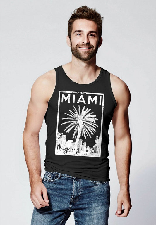  TANK MIAMI BEACH PALMEN SKYLINE NEVERLESS - Top - Schwarz