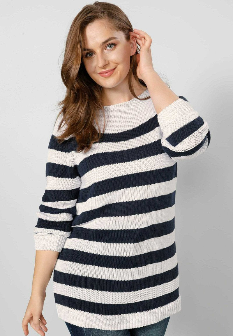  Strickpullover - Marineblau/weiß