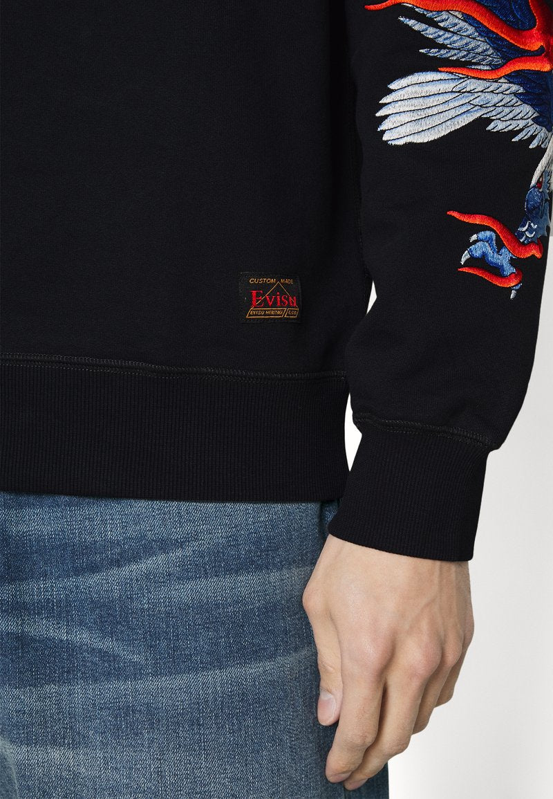 Evisu EAGLE CREWNECK - Sweatshirt - Black