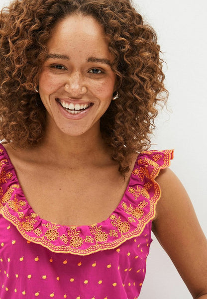 Next SLEEVELESS EMBROIDERED RUFFLE STANDARD - Bluse - Pink