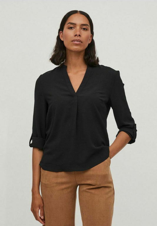 Vila MIT 3/4 ARMELN V AUSSCHNITT - Bluse - Black