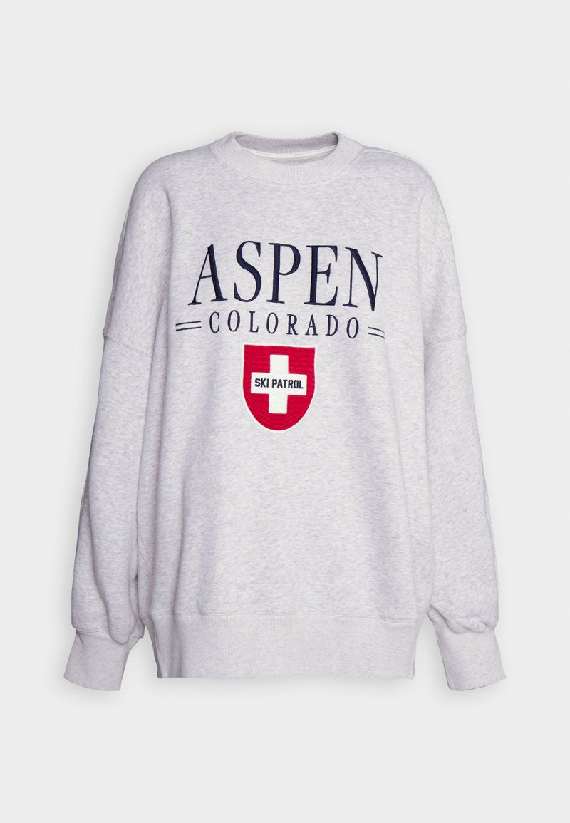 Abercrombie & Fitch THE SOFTAF MAX PATCH LONG SUNDAY CREW - Sweatshirt - Grey