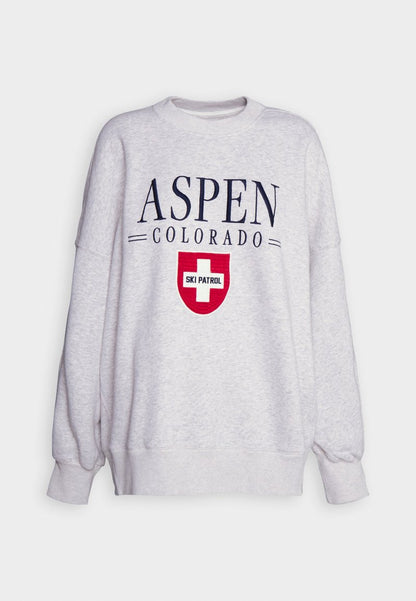 Abercrombie & Fitch THE SOFTAF MAX PATCH LONG SUNDAY CREW - Sweatshirt - Grey