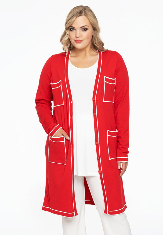  DETAIL POCKETS - Strickjacke - Red