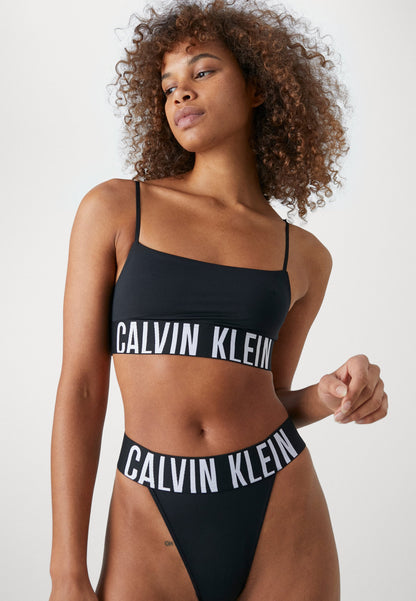 CALVIN KLEIN UNDERWEAR HIGH LEG THONG INTENSE POWER - Thong - Black