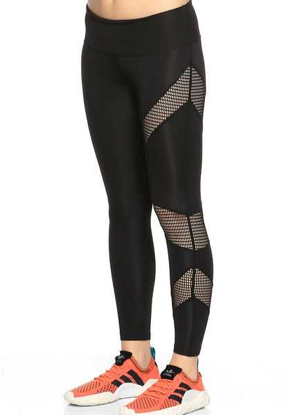  Custom Design One Leg Mesh Detailed Design - Leggings - Hosen - Black