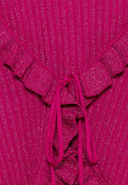 ONLY ONLMALIKA GLITTER RUFFLE - Strickjacke - Very Berry