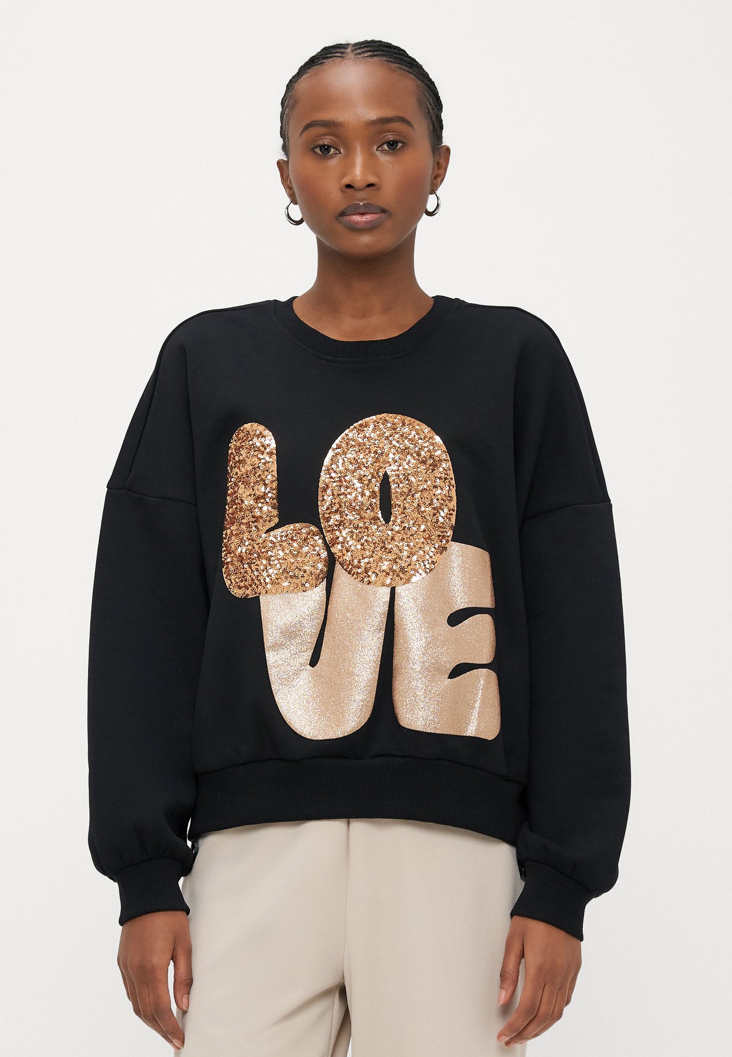 ONLY Petite ONLLALLY LOVE O NECK - Sweatshirt - Black