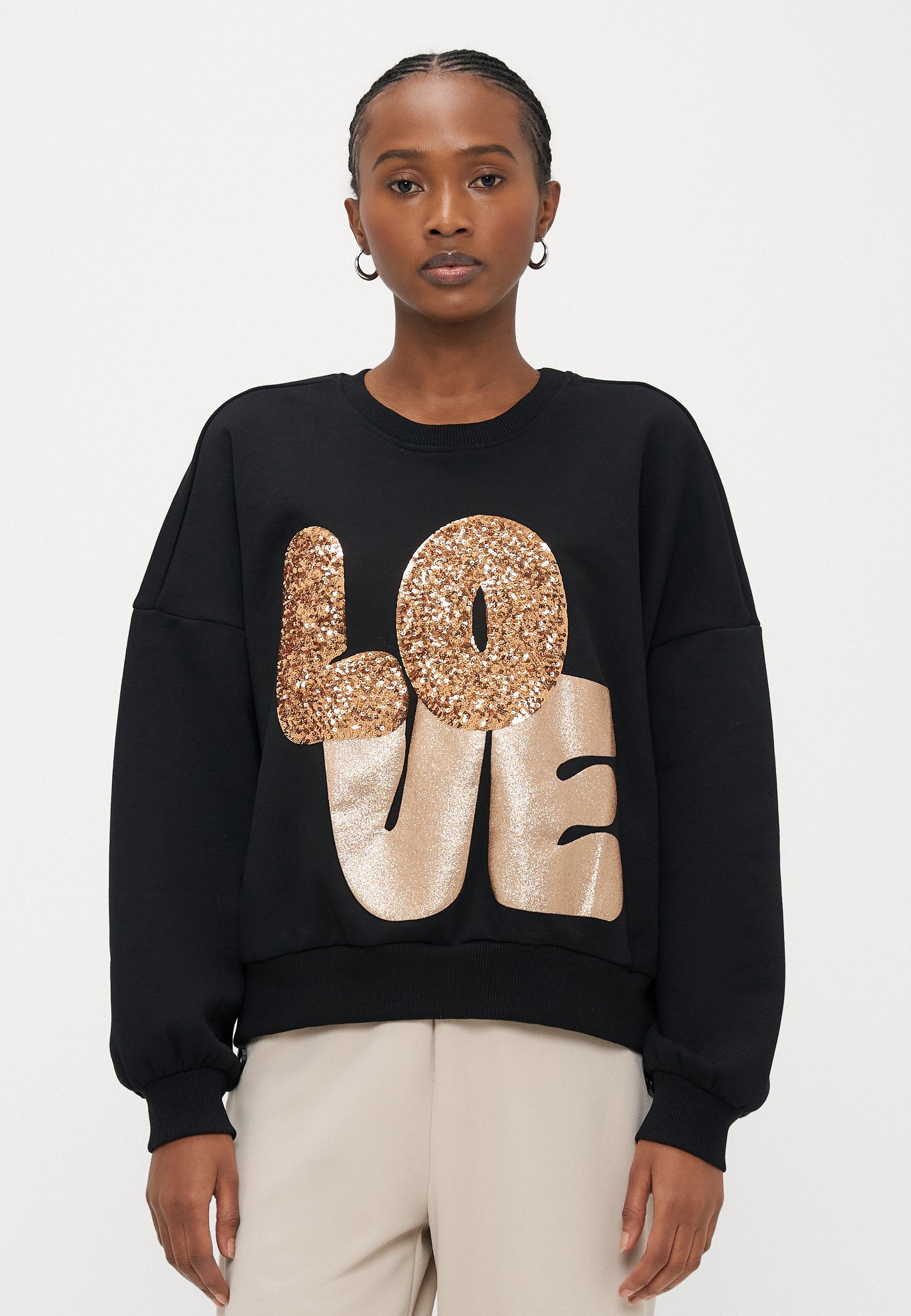 ONLY Petite ONLLALLY LOVE O NECK - Sweatshirt - Black
