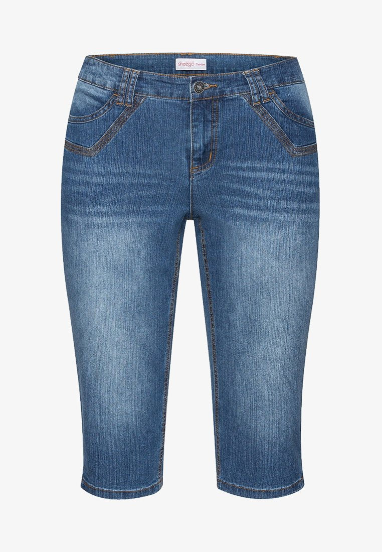 Sheego Jeans Shorts - Blue Denim