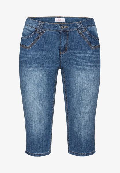 Sheego Jeans Shorts - Blue Denim