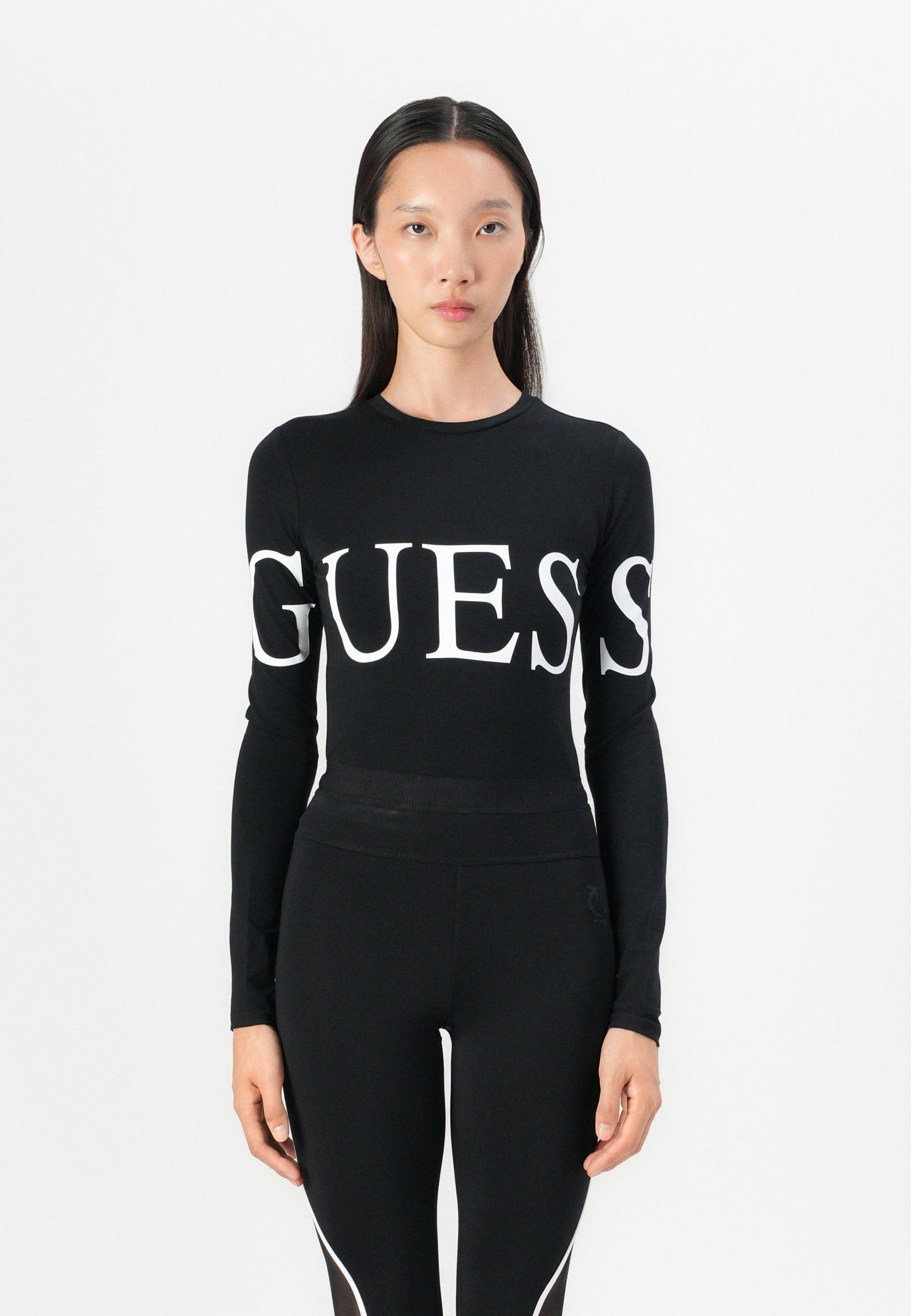 Guess LOGO - Long Sleeved Top - Jet Black