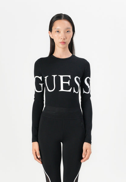 Guess LOGO - Long Sleeved Top - Jet Black