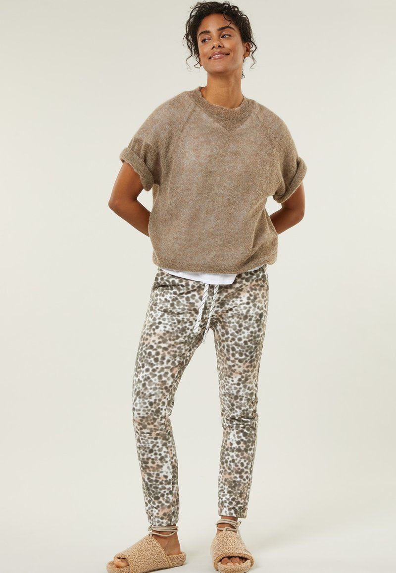  BOTTOMS CROPPED LEOPARD - Jogginghose - Ecru