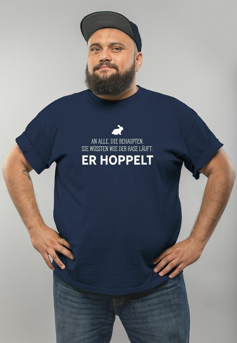  SPRUCH AN ALLE DIE WISSEN WIE DER HASE LÄUFT ER - T-Shirt Print - Navy