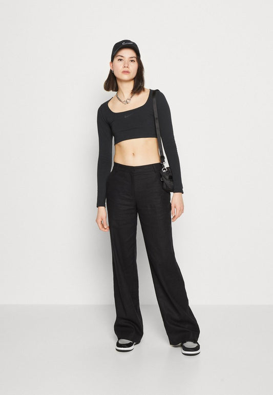 Nike Sportswear CROP - Langarmshirt - Black/(dark Smoke Grey)