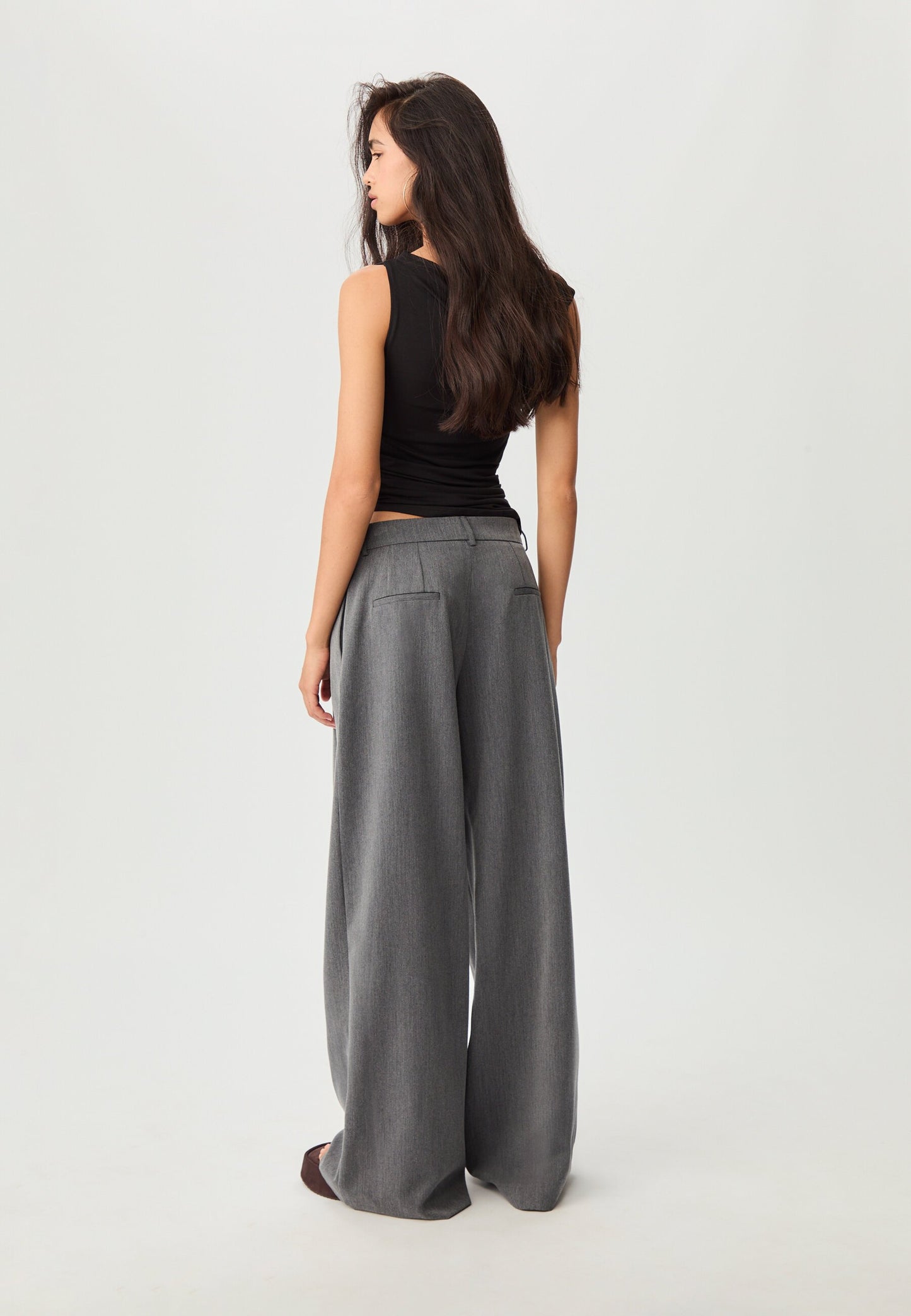 Stradivarius WIDE LEG SMART WITH DARTS - Trousers - Grey