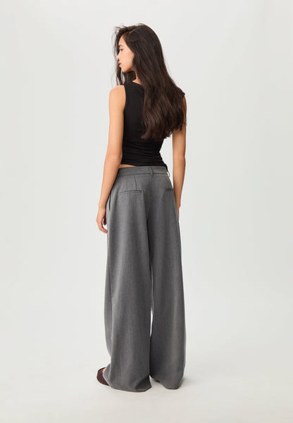 Stradivarius WIDE LEG SMART WITH DARTS - Trousers - Grey
