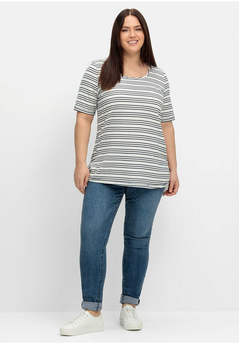 Sheego T-Shirt Print - Offwhite Gestreift