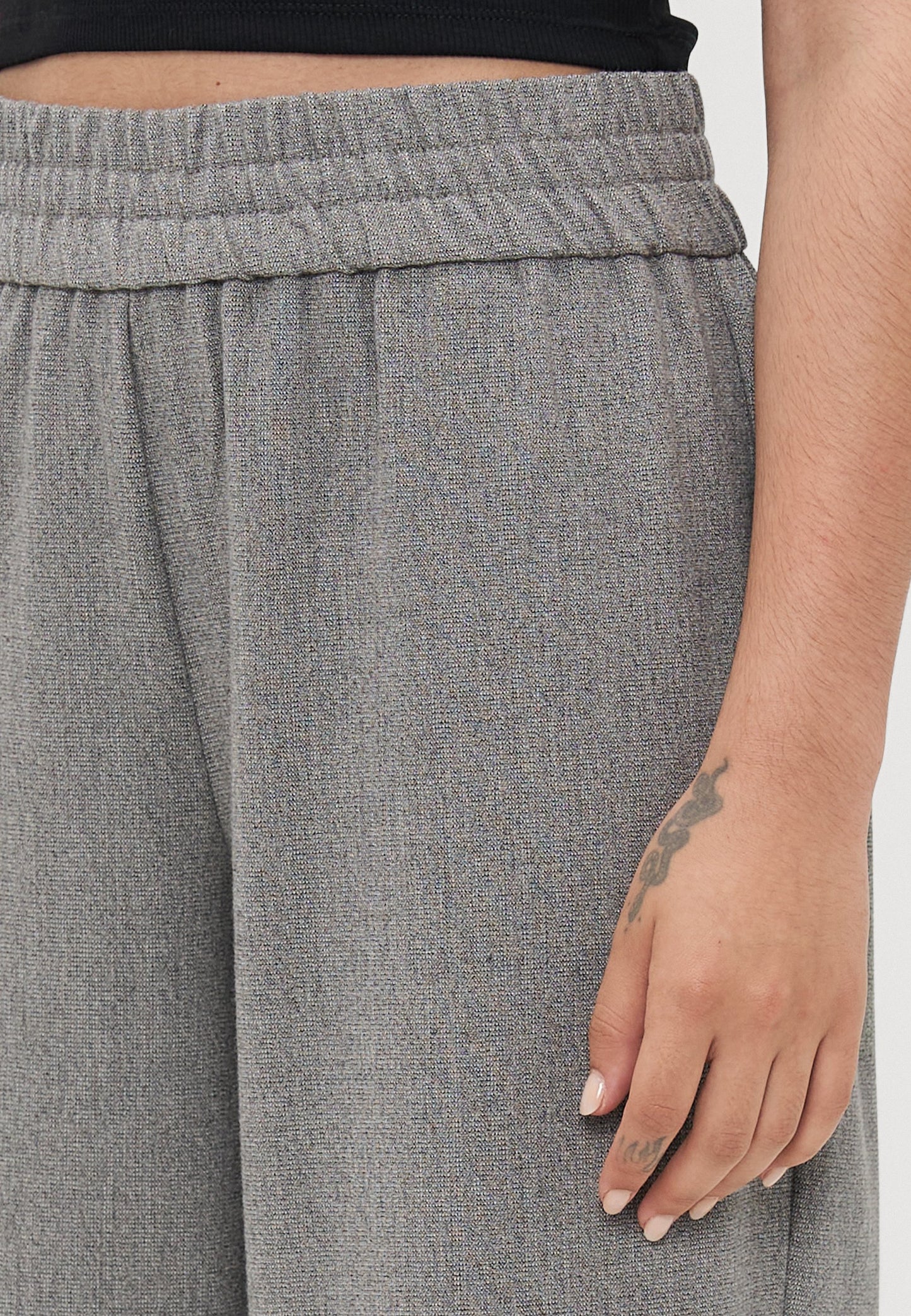 ONLY Petite ONLELISE WIDE PULL UP - Trousers - Rock Ridge/white Melange