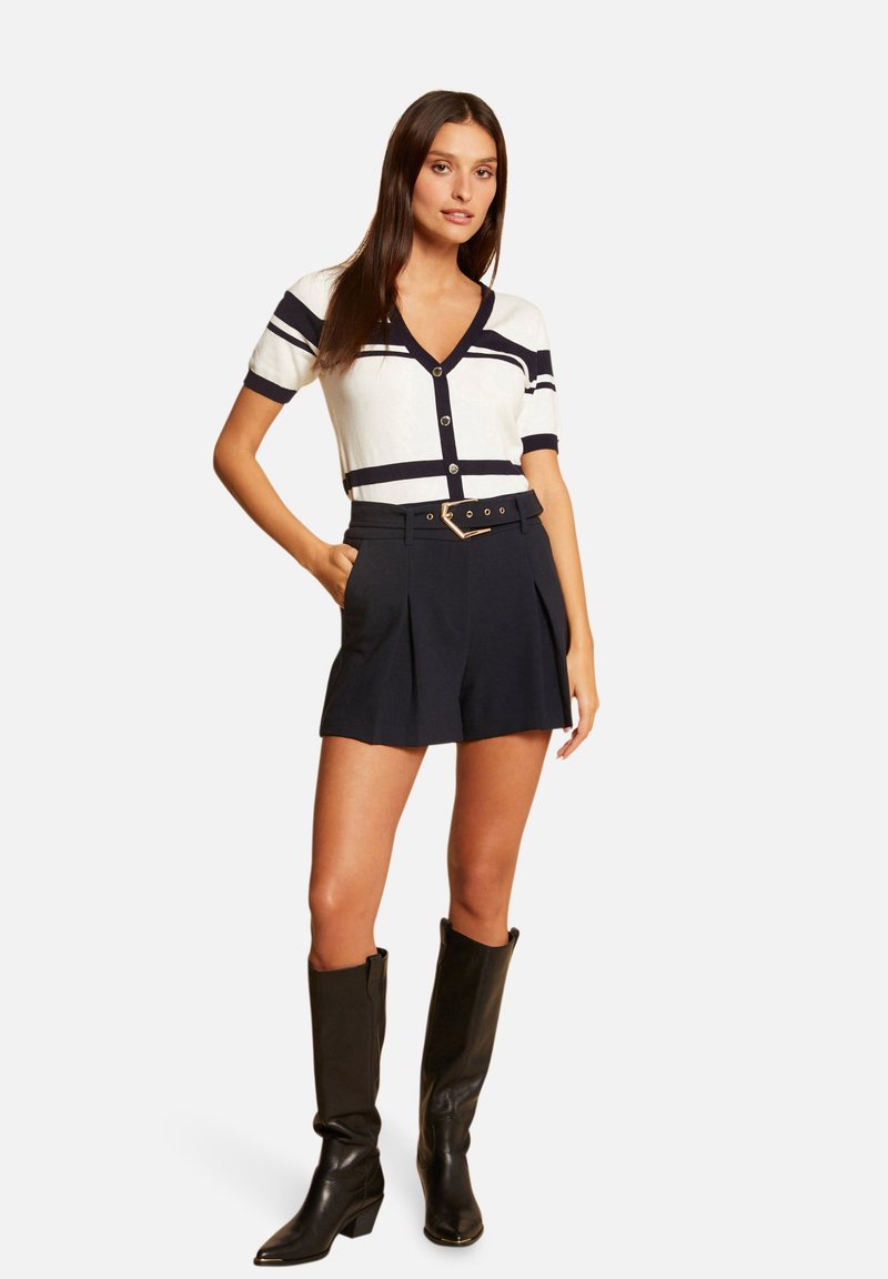 MORGAN SHORT SLEEVED WITH STRIPES - Strickjacke - White Denim