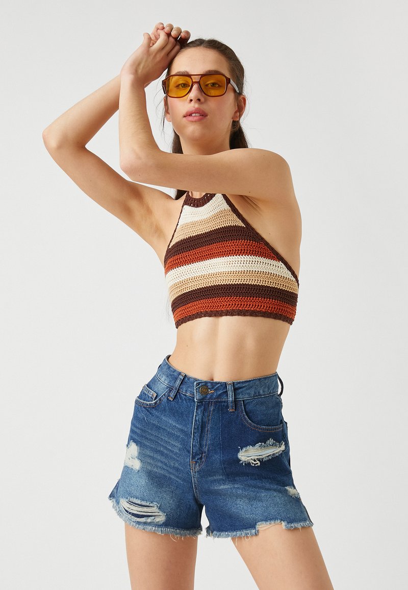 Koton HIGH RISE - Jeans Shorts - Mid Indigo