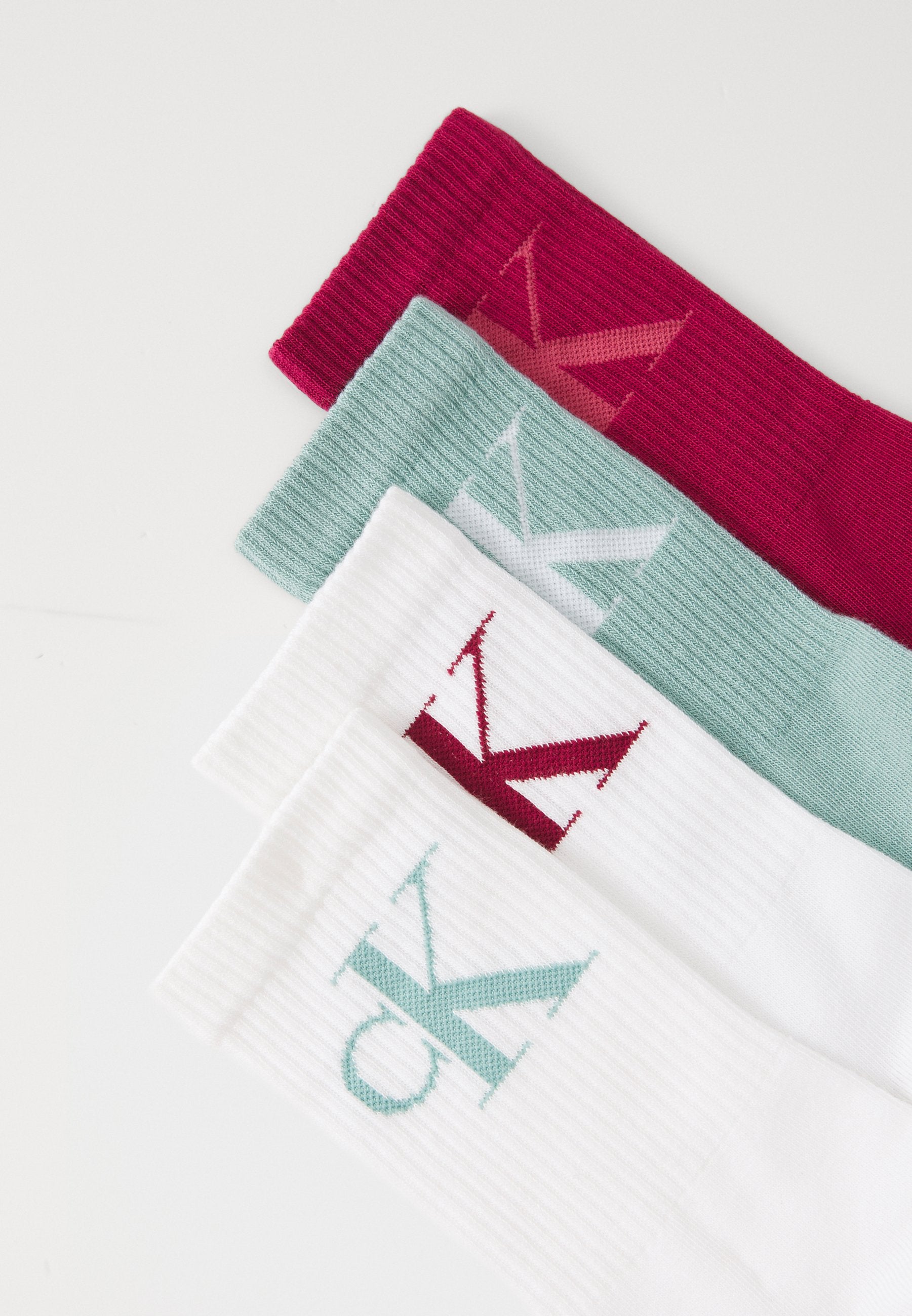 CALVIN KLEIN UNDERWEAR WOMEN MONOGRAM ECOM 4 PACK - Socks - Berry Red/jade Green