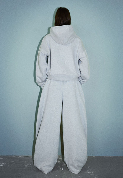 BERSHKA PLUSH BARREL - Tracksuit Bottoms - Light Grey