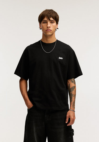 PULL & BEAR WITH LOGO - Print T-shirt - Black