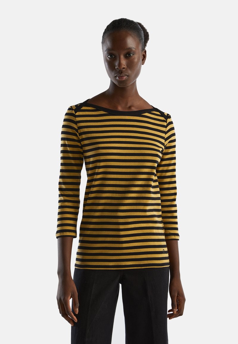 United Colors Of Benetton SLIM FIT IN STRIPED WITH SHORT SLEEVE - Langarmshirt - Mustard