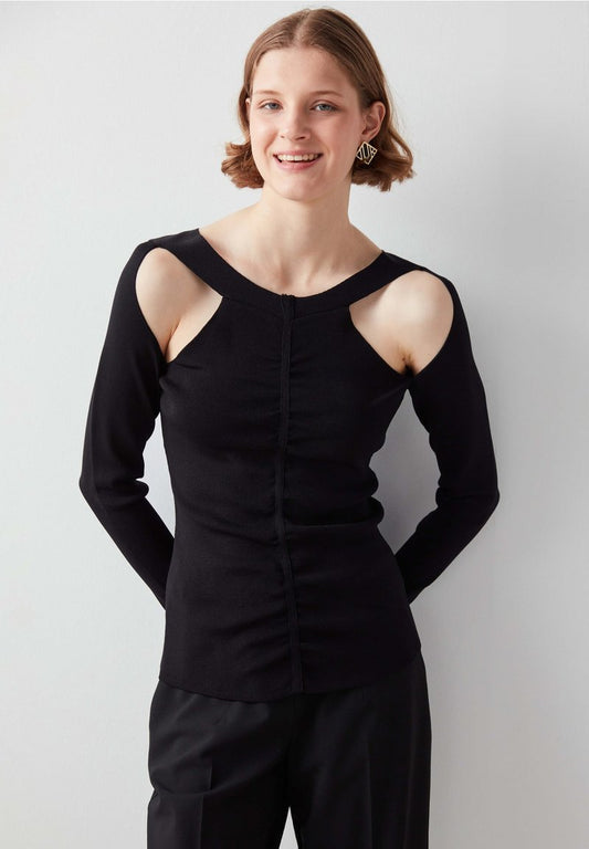 Ipekyol CUTOUT KNITWEAR - Langarmshirt - Black