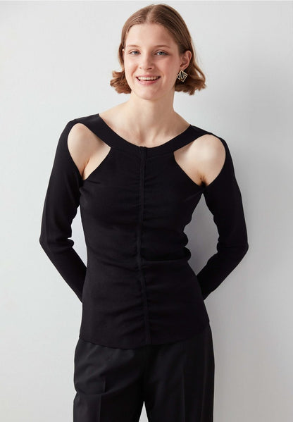 Ipekyol CUTOUT KNITWEAR - Langarmshirt - Black