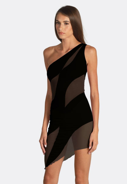 OW Collection CURVE MESH - Cocktailkleid/festliches Kleid - Black