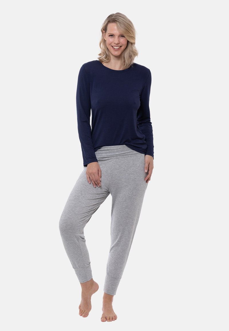 MEY SET - Nachtwäsche Set - Grey Melange True Blue