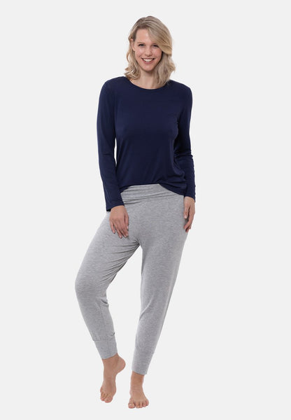 MEY SET - Nachtwäsche Set - Grey Melange True Blue