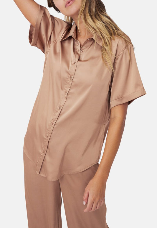 COTTON ON SHORT SLEEVE - Nachtwäsche Shirt - Brown