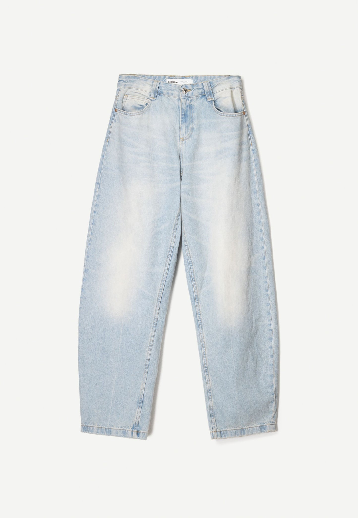BERSHKA BALLOON - BAGGY - Relaxed Fit Jeans - Light Blue Denim