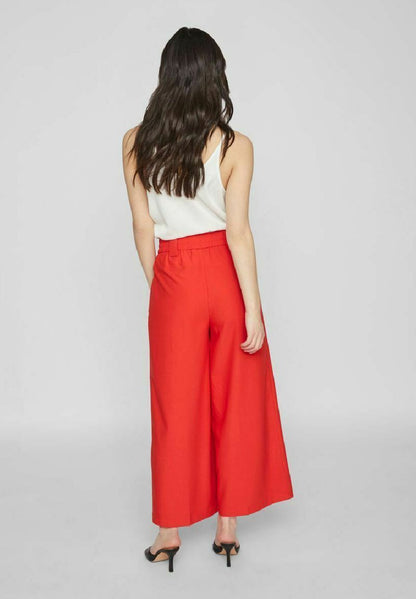Vila MIT WEITEM BEIN PETITE - Stoffhose - Flame Scarlet