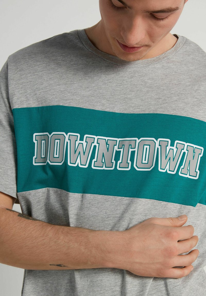  STAMPA DOWNTOWN SET - Nachtwäsche Set - V Light Grey Blend Emerald Green