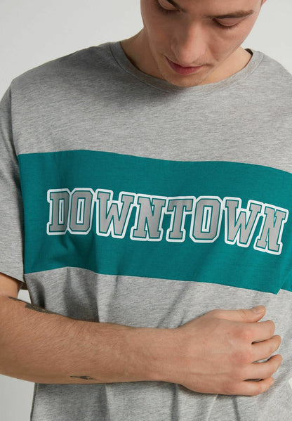  STAMPA DOWNTOWN SET - Nachtwäsche Set - V Light Grey Blend Emerald Green